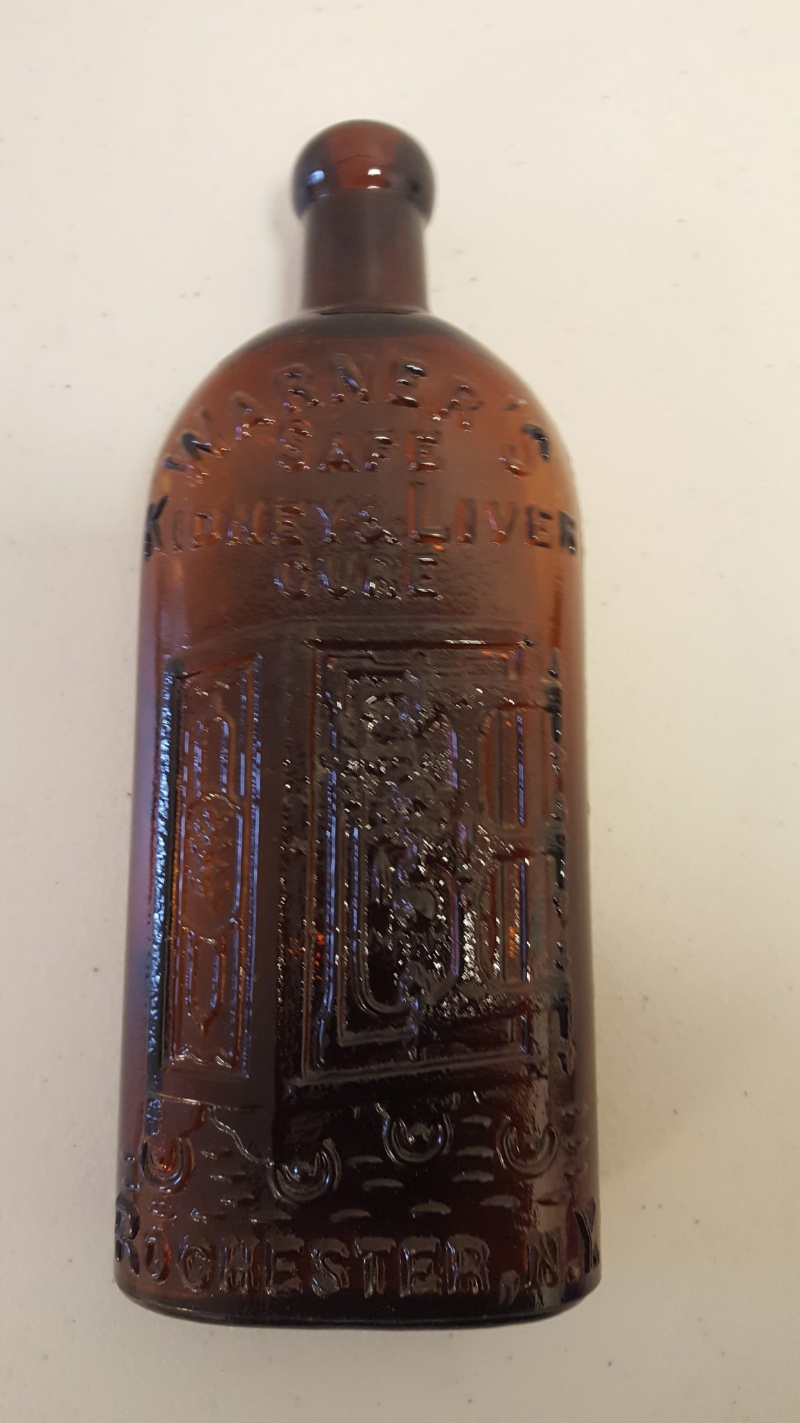 Antique Amber Warner's Safe Kidney and Liver Bottle - J. Gallagher Antiques